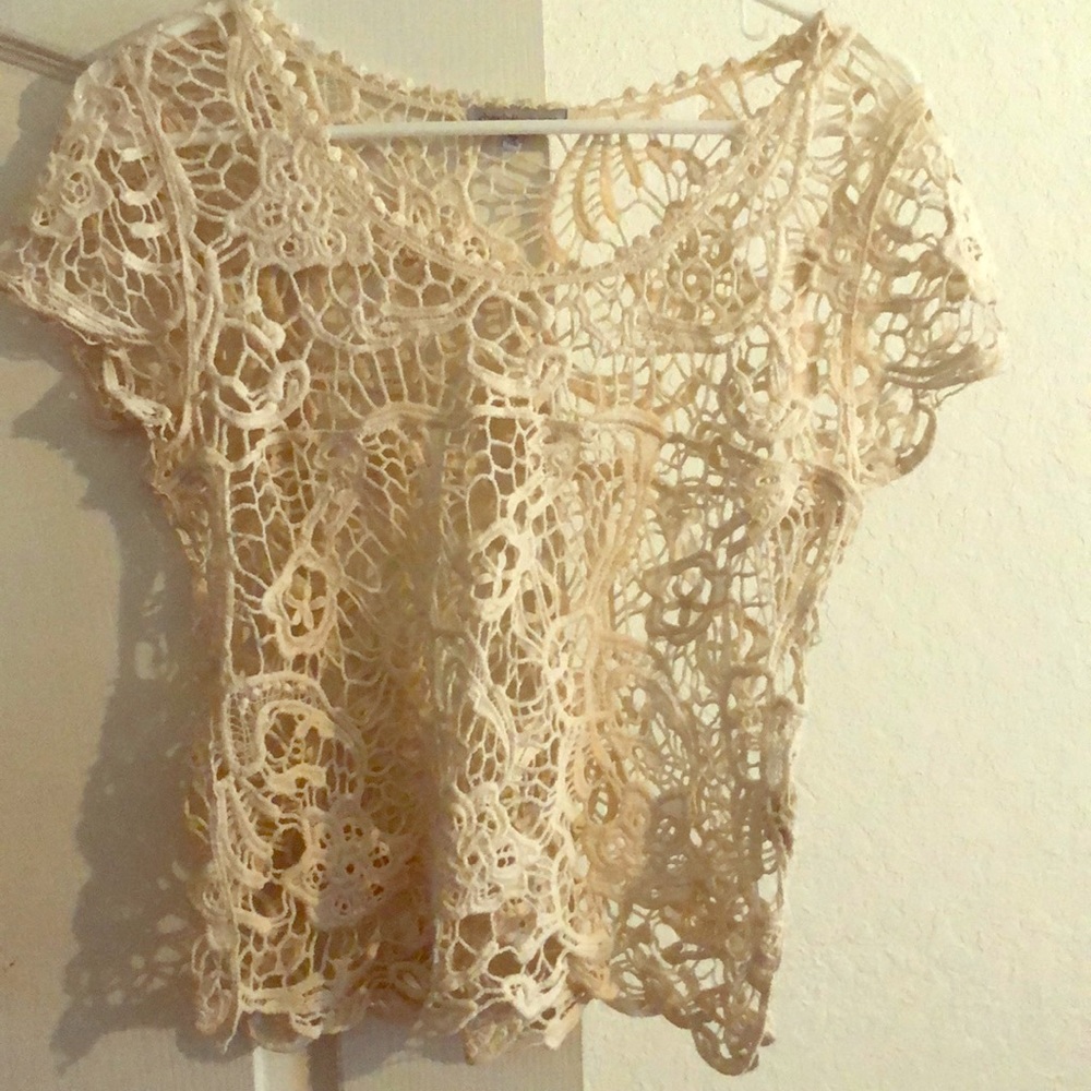 Off white cotton see through top